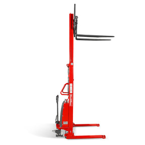 3300lbs Semi-Electric Straddle Stacker, 118" Lift, Adjustable Legs & Forks, S33-118S