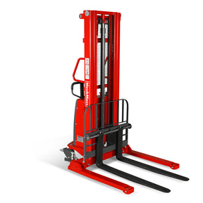 3300lbs Semi-Electric Straddle Stacker, 118" Lift, Adjustable Legs & Forks, S33-118S