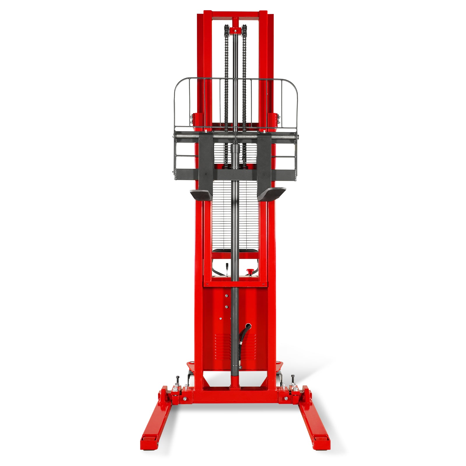 3300lbs Semi-Electric Straddle Stacker, 118" Lift, Adjustable Legs & Forks, S33-118S