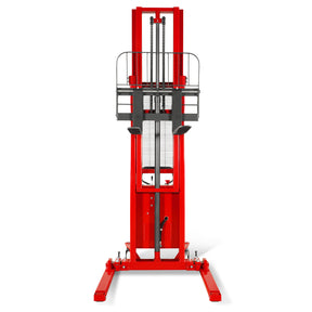 3300lbs Semi-Electric Straddle Stacker, 118" Lift, Adjustable Legs & Forks, S33-118S