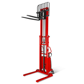 3300lbs Semi-Electric Straddle Stacker, 118" Lift, Adjustable Legs & Forks, S33-118S