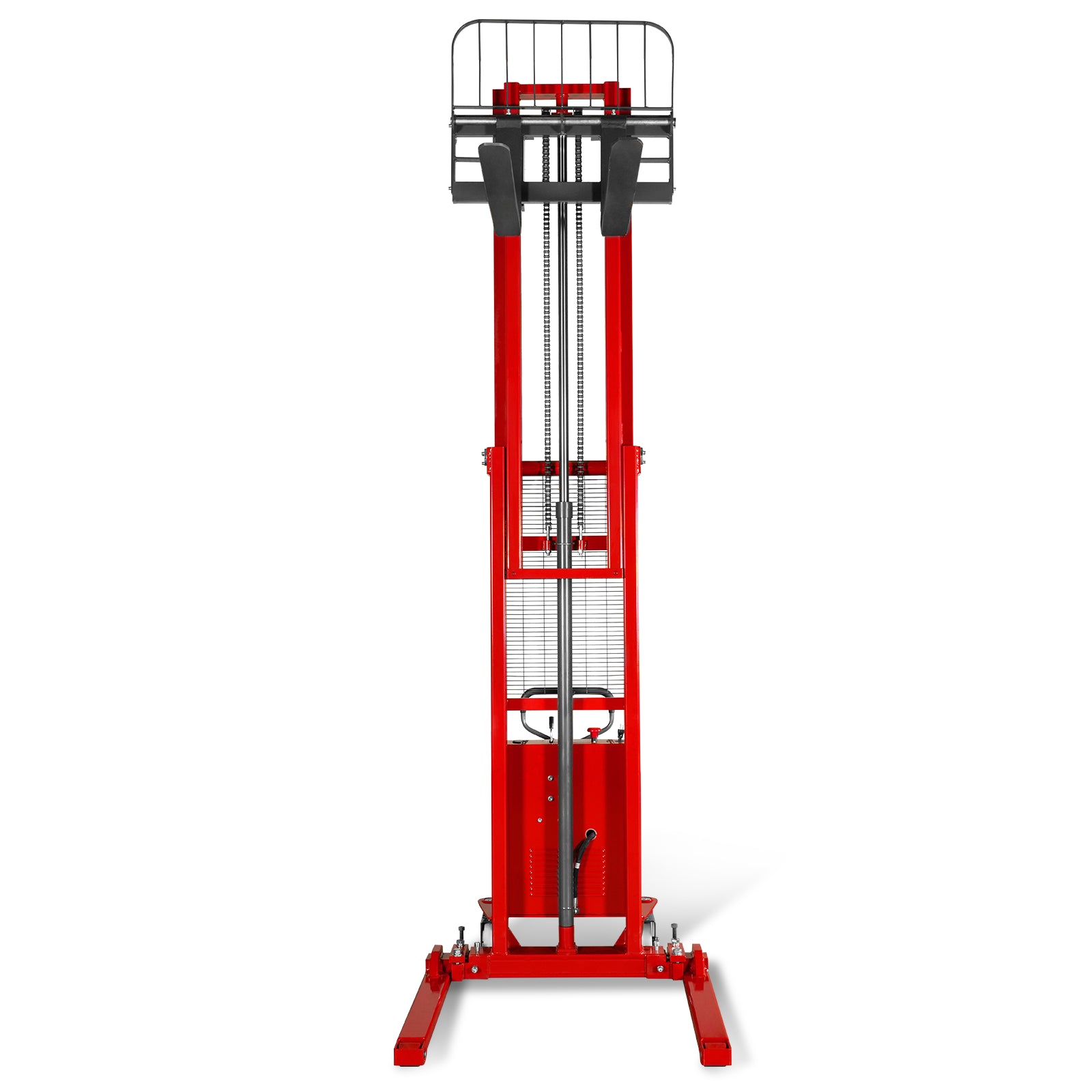 3300lbs Semi-Electric Straddle Stacker, 118" Lift, Adjustable Legs & Forks, S33-118S