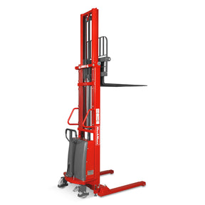 3300lbs Semi-Electric Straddle Stacker, 138" Lift, Adjustable Legs & Forks, S33-138S