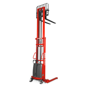 3300lbs Semi-Electric Straddle Stacker, 138" Lift, Adjustable Legs & Forks, S33-138S