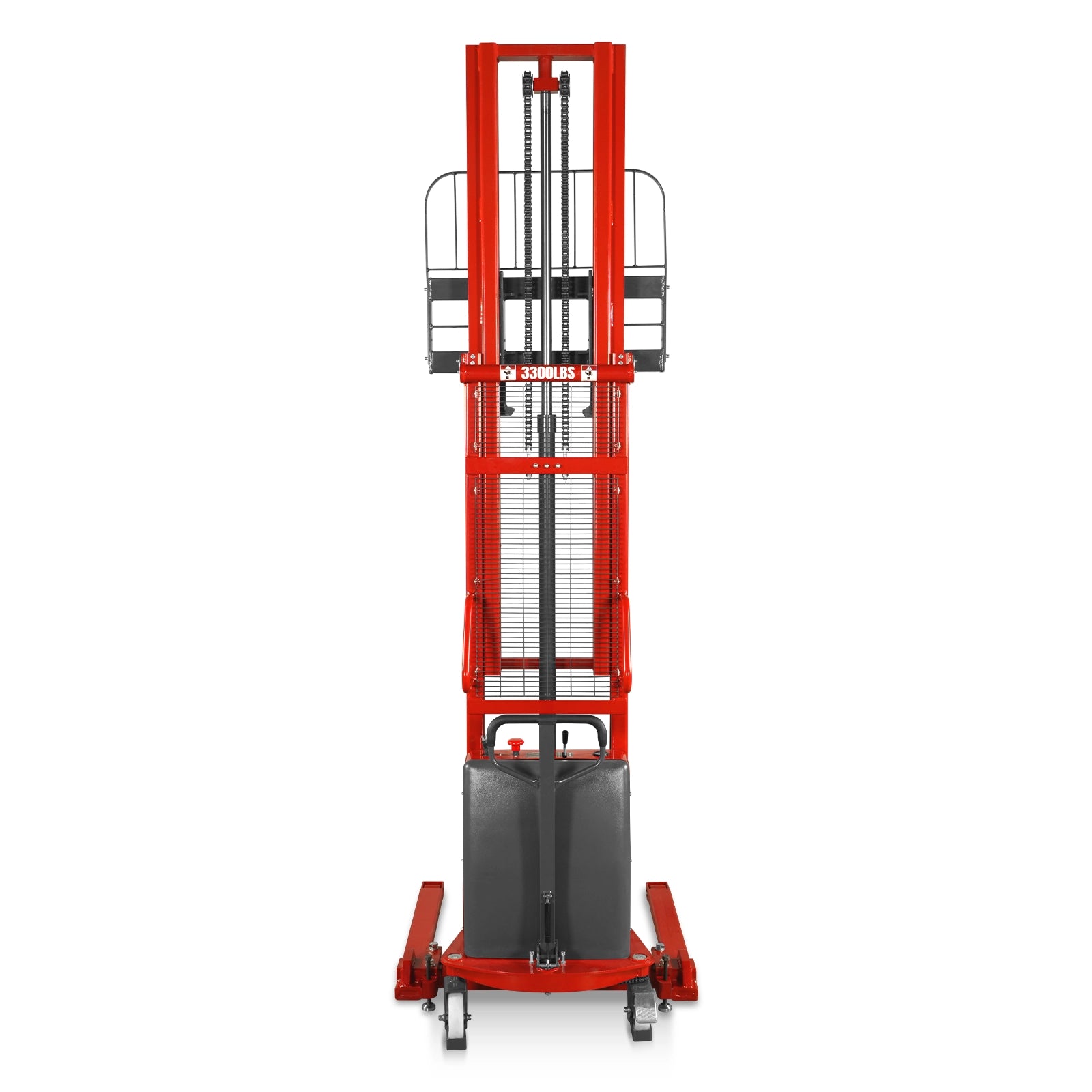 3300lbs Semi-Electric Straddle Stacker, 138" Lift, Adjustable Legs & Forks, S33-138S