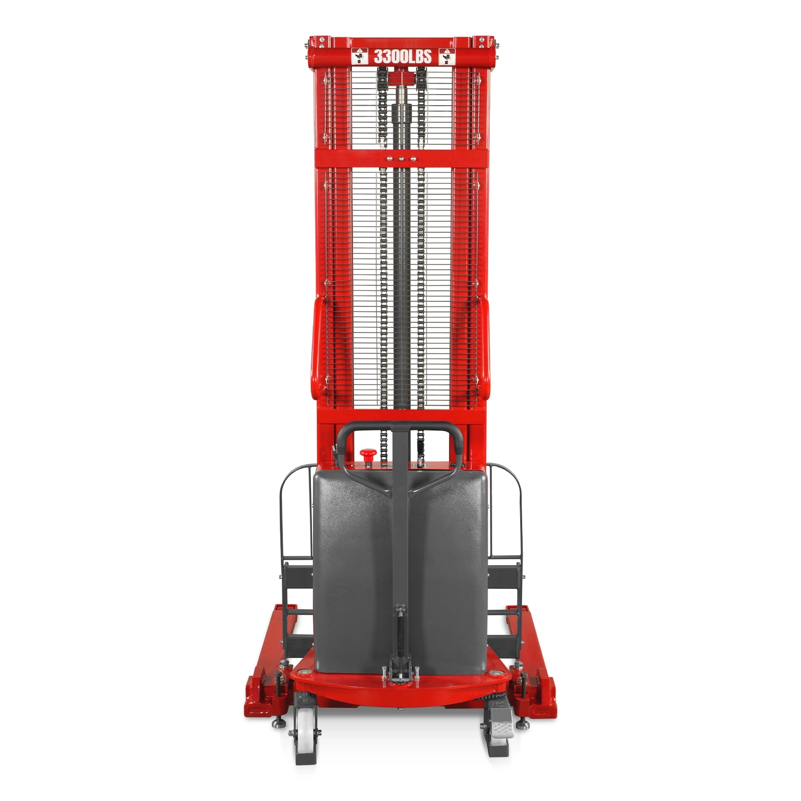3300lbs Semi-Electric Straddle Stacker, 138" Lift, Adjustable Legs & Forks, S33-138S