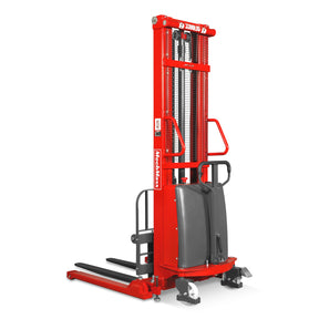 3300lbs Semi-Electric Straddle Stacker, 138" Lift, Adjustable Legs & Forks, S33-138S