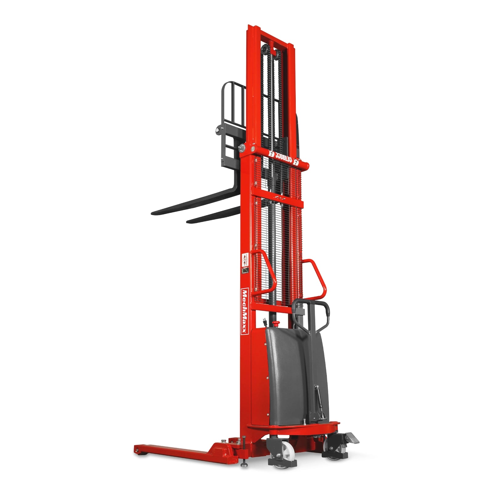 3300lbs Semi-Electric Straddle Stacker, 138" Lift, Adjustable Legs & Forks, S33-138S