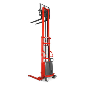 3300lbs Semi-Electric Straddle Stacker, 138" Lift, Adjustable Legs & Forks, S33-138S