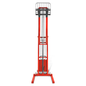 3300lbs Semi-Electric Straddle Stacker, 138" Lift, Adjustable Legs & Forks, S33-138S
