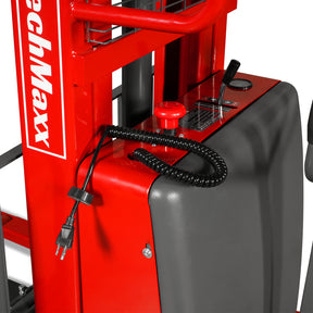 3300lbs Semi-Electric Straddle Stacker, 118" Lift, Adjustable Legs & Forks, S33-118S