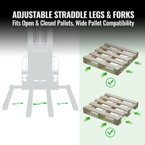 3300lbs Semi-Electric Straddle Stacker, 118" Lift, Adjustable Legs & Forks, S33-118S