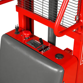 3300lbs Semi-Electric Straddle Stacker, 118" Lift, Adjustable Legs & Forks, S33-118S