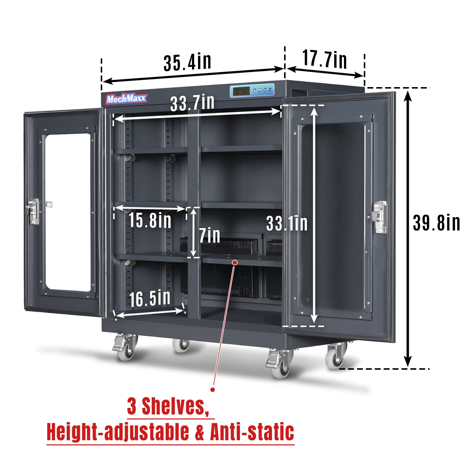 1-10% RH Electronic Dry Cabinet 320L ESD Desiccator Cabinet Ultra-Low Humidity Storage, EDC320C