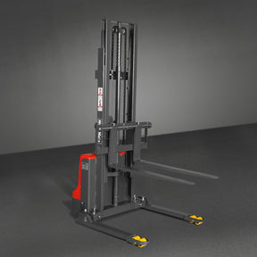 Full Electric Straddle Stacker 118'' Lift 2640lbs Capacity with Adj. Legs and Forks, F26-118S