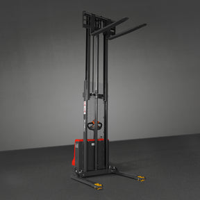 Full Electric Straddle Stacker 118'' Lift 2640lbs Capacity with Adj. Legs and Forks, F26-118S