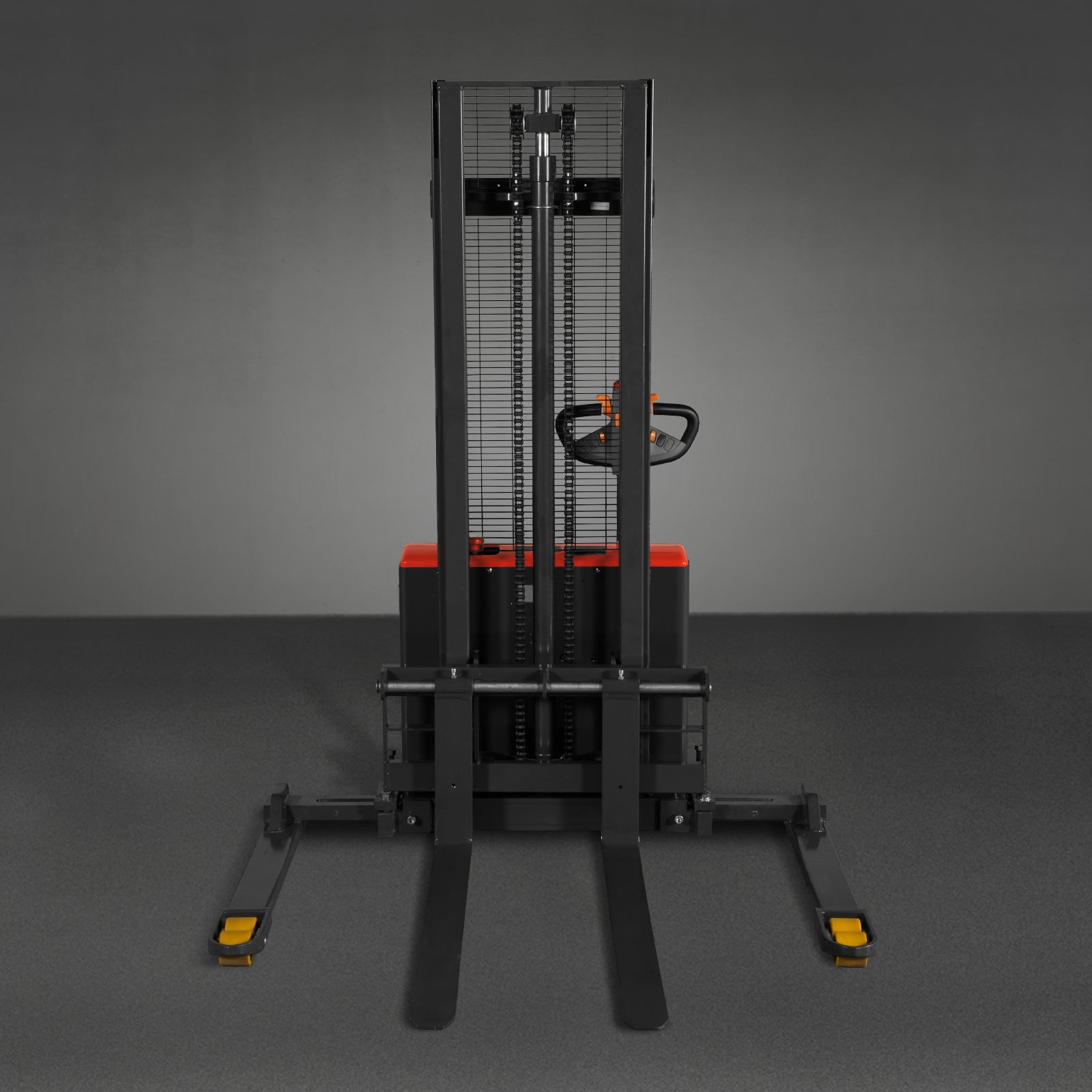 Full Electric Straddle Stacker 118'' Lift 2640lbs Capacity with Adj. Legs and Forks, F26-118S