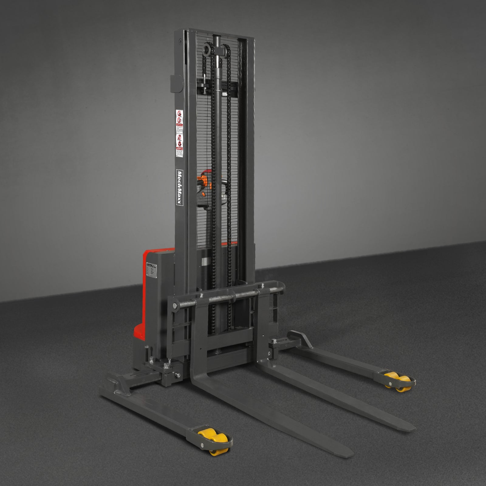 Full Electric Straddle Stacker 118'' Lift 3300lbs Capacity with Adj. Legs and Forks, F33-118S