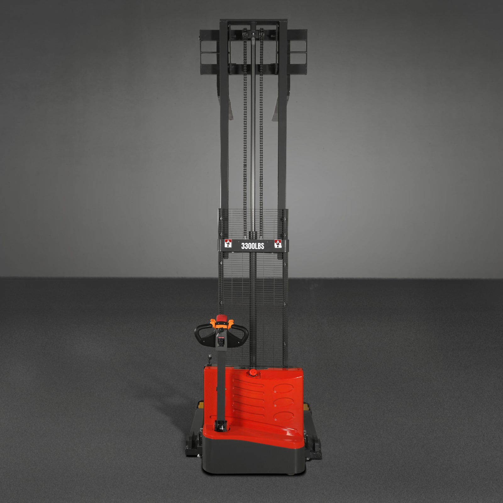 Full Electric Straddle Stacker 118'' Lift 3300lbs Capacity with Adj. Legs and Forks, F33-118S