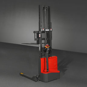 Full Electric Straddle Stacker 118'' Lift 3300lbs Capacity with Adj. Legs and Forks, F33-118S