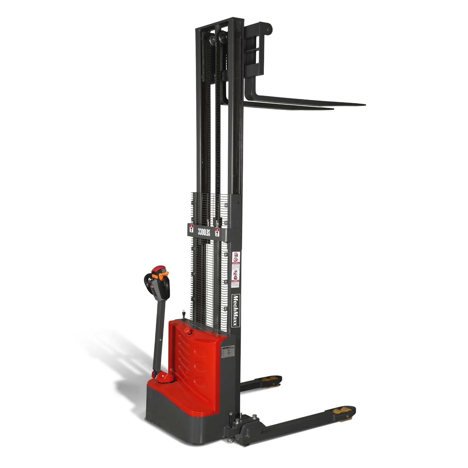 Full Electric Straddle Stacker 98'' Lift 3300lbs Capacity with Adj. Legs and Forks, F33-98S