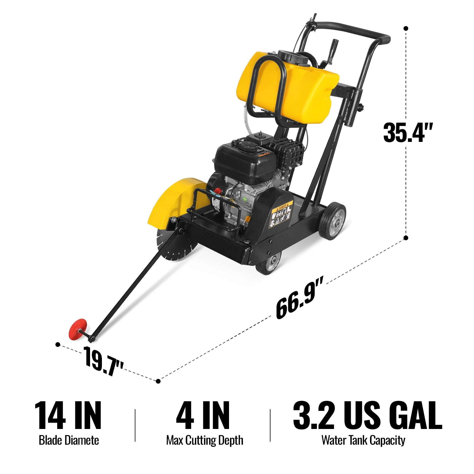 5.8 HP Walk-Behind Concrete Floor Saw, 14 in Blade, 4 in Cutting Depth, FS350Z