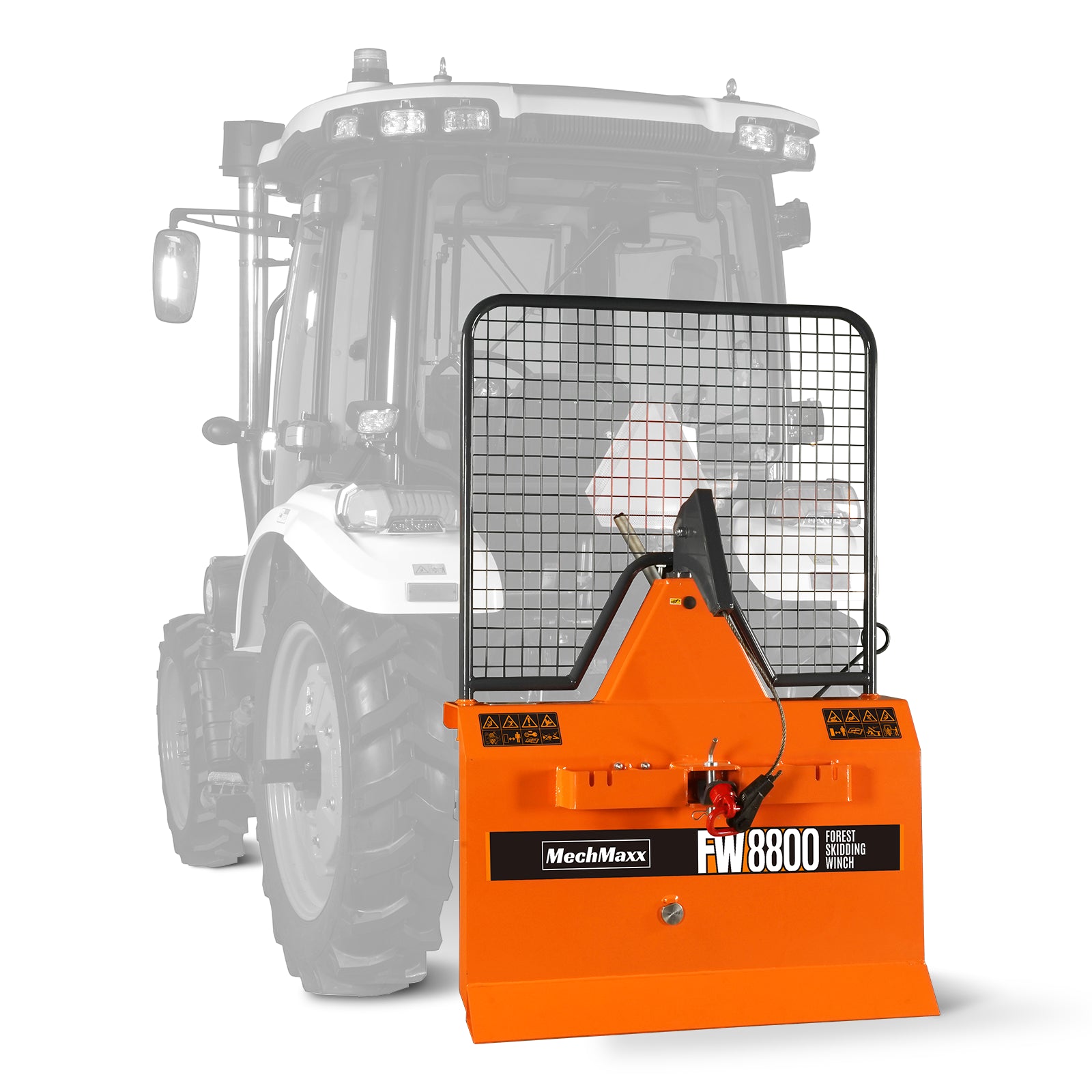 8800lbs 3-Point Hitch Forestry Log Skidding Winch, 200ft Cable Length, 25-60 HP Tractor, Category 1 Hookup, FW8800