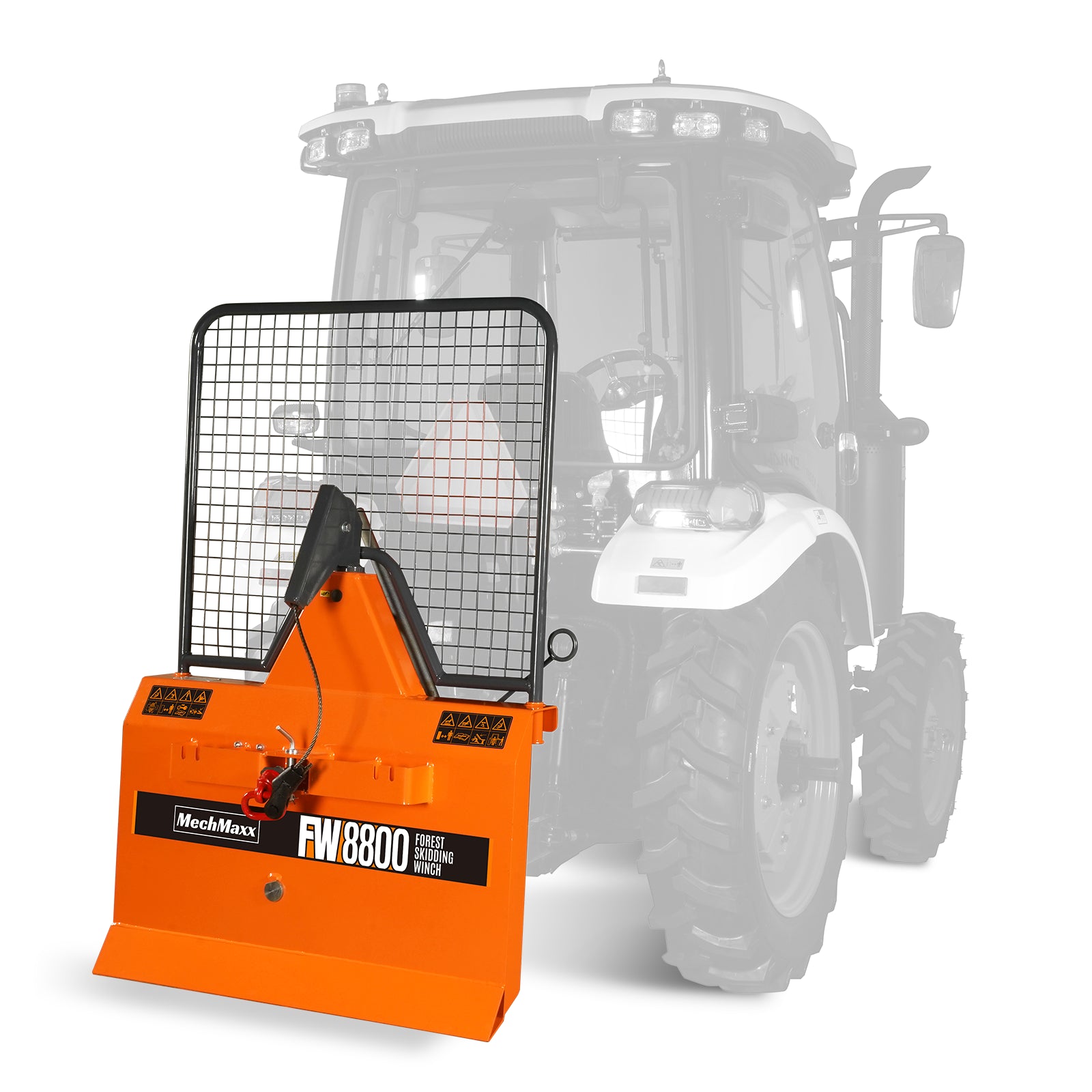 8800lbs 3-Point Hitch Forestry Log Skidding Winch, 200ft Cable Length, 25-60 HP Tractor, Category 1 Hookup, FW8800