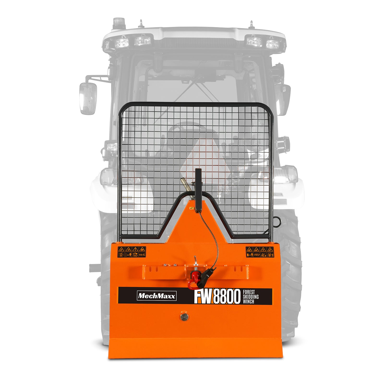 8800lbs 3-Point Hitch Forestry Log Skidding Winch, 200ft Cable Length, 25-60 HP Tractor, Category 1 Hookup, FW8800