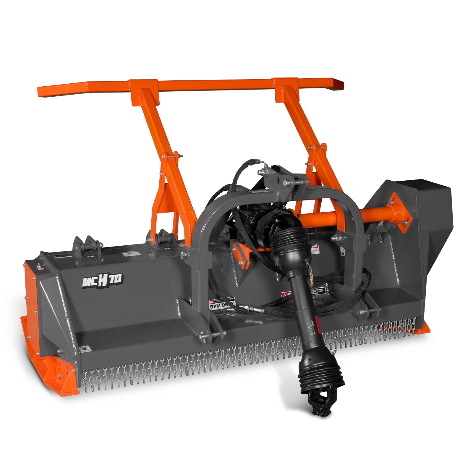 70" PTO Hitch Forestry Brush Mulcher, Cat 2,Tractor Power Recommended 70-110 HP,MC70
