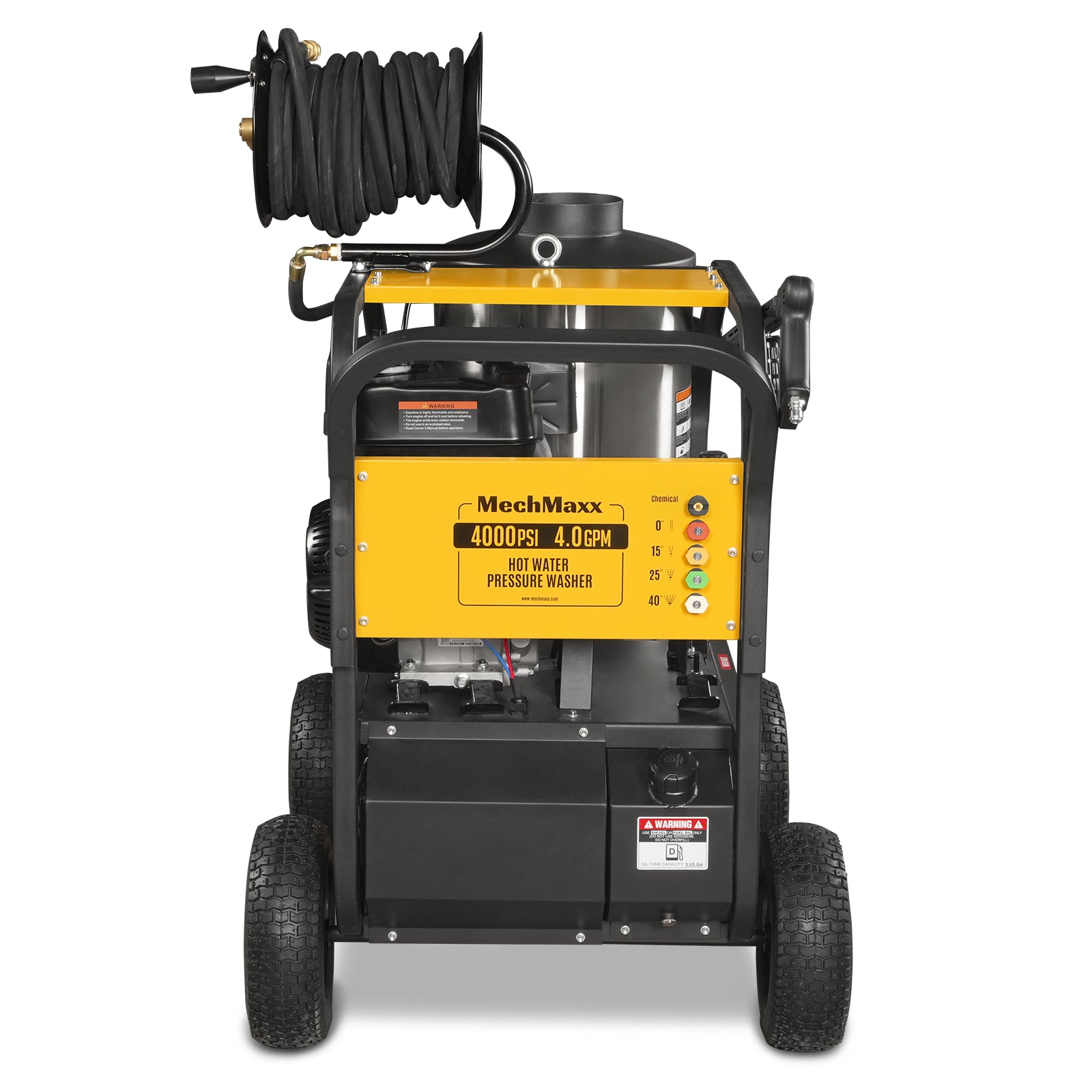 4000 PSI 4 GPM 15 HP E-Start Gas Engine Hot Water Pressure Washer with Hose Reel, HPW40D