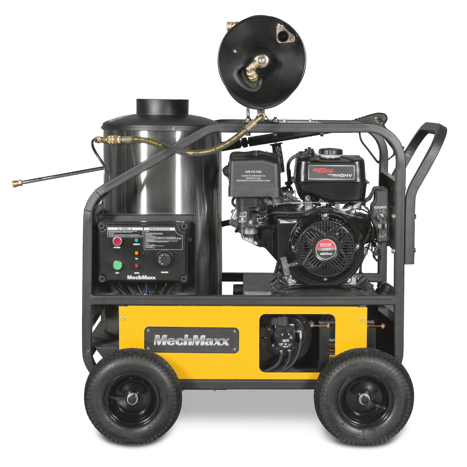 4000 PSI 4 GPM 15 HP E-Start Gas Engine Hot Water Pressure Washer with Hose Reel, HPW40D