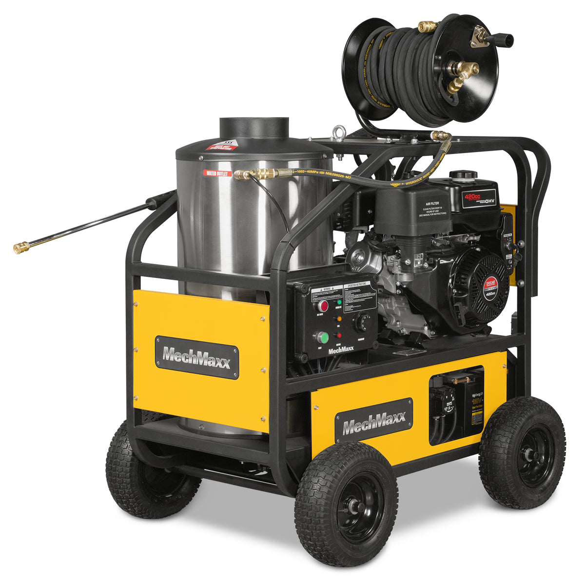 4000 PSI 4 GPM 15 HP E-Start Gas Engine Hot Water Pressure Washer with Hose Reel, HPW40D