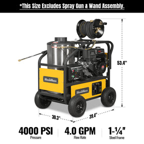 4000 PSI 4 GPM 15 HP E-Start Gas Engine Hot Water Pressure Washer with Hose Reel, HPW40D