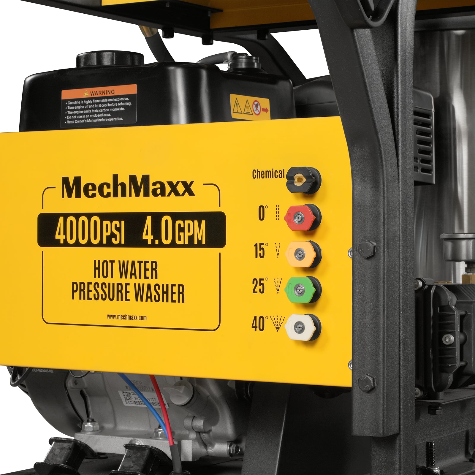 4000 PSI 4 GPM 15 HP E-Start Gas Engine Hot Water Pressure Washer with Hose Reel, HPW40D