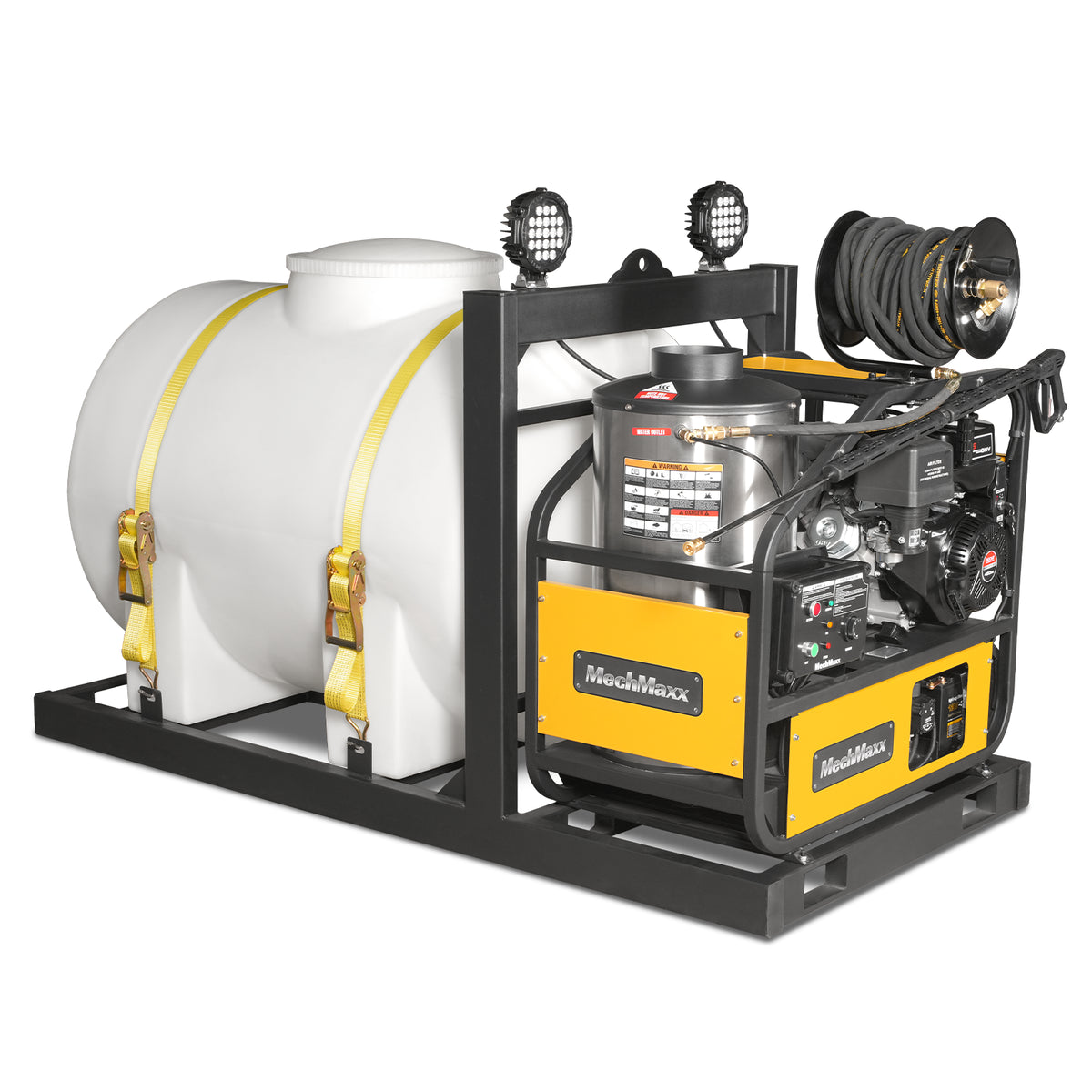 4000 PSI 4 GPM 15 HP E-Start Gas Engine Hot Water Pressure Washer Skid Mounted with 245 Gal Tank, HPW40DBT