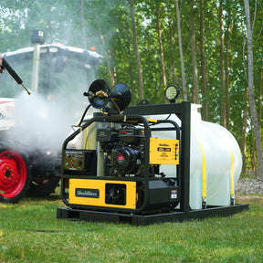 4000 PSI 4 GPM 15 HP ZONSEN E-Start Gas Engine Hot Water Pressure Washer Skid Mounted with 245 Gal Tank, HPW40DBT