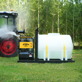 4000 PSI 4 GPM 15 HP ZONSEN E-Start Gas Engine Hot Water Pressure Washer Skid Mounted with 245 Gal Tank, HPW40DBT