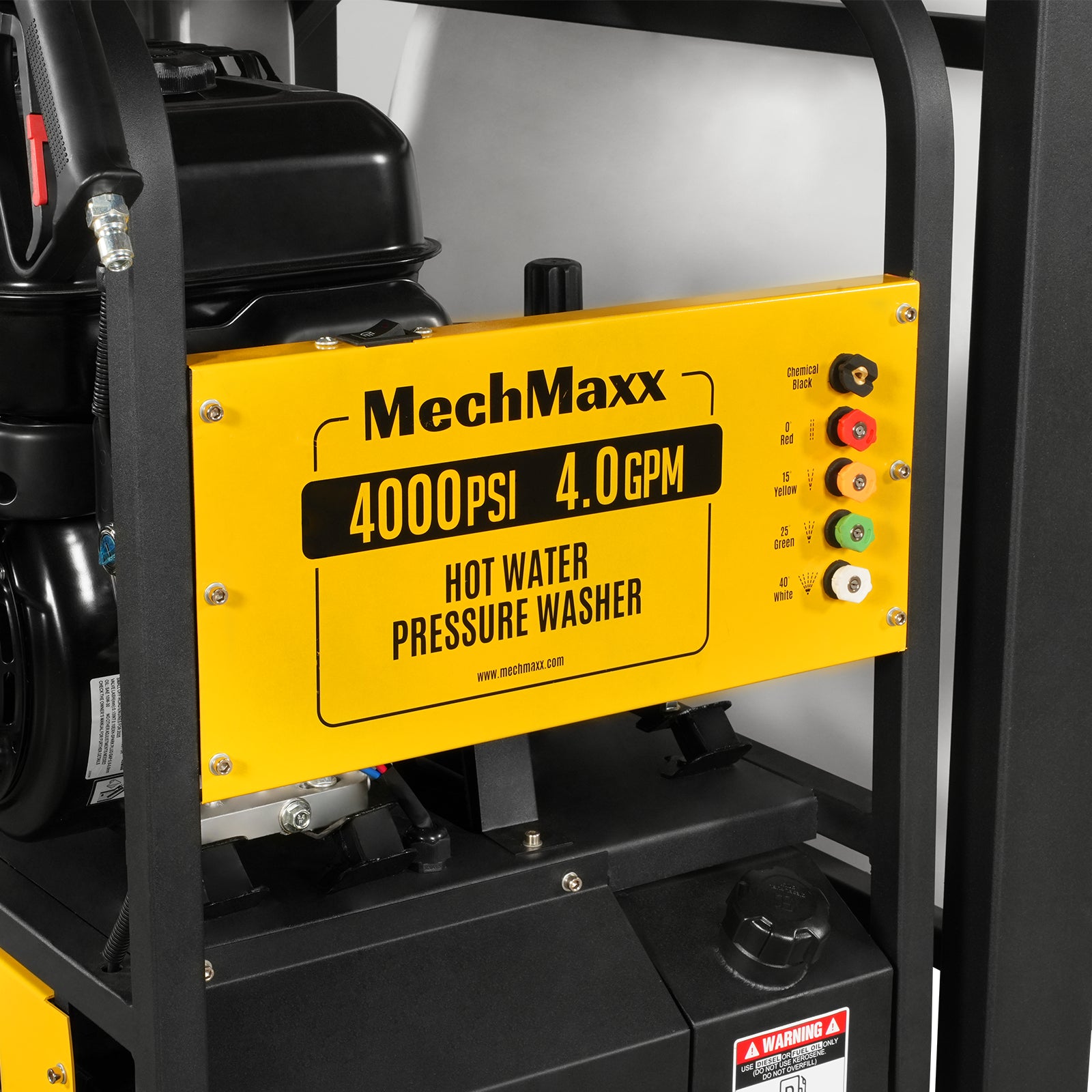 4000 PSI 4 GPM ZONSEN E-Start Engine Hot Water Pressure Washer Skid Mounted with 245 Gal Tank,  HPW40DBT