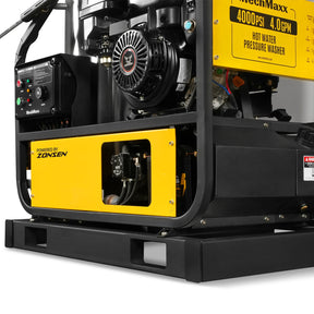 4000 PSI 4 GPM ZONSEN E-Start Engine Hot Water Pressure Washer Skid Mounted with 245 Gal Tank,  HPW40DBT