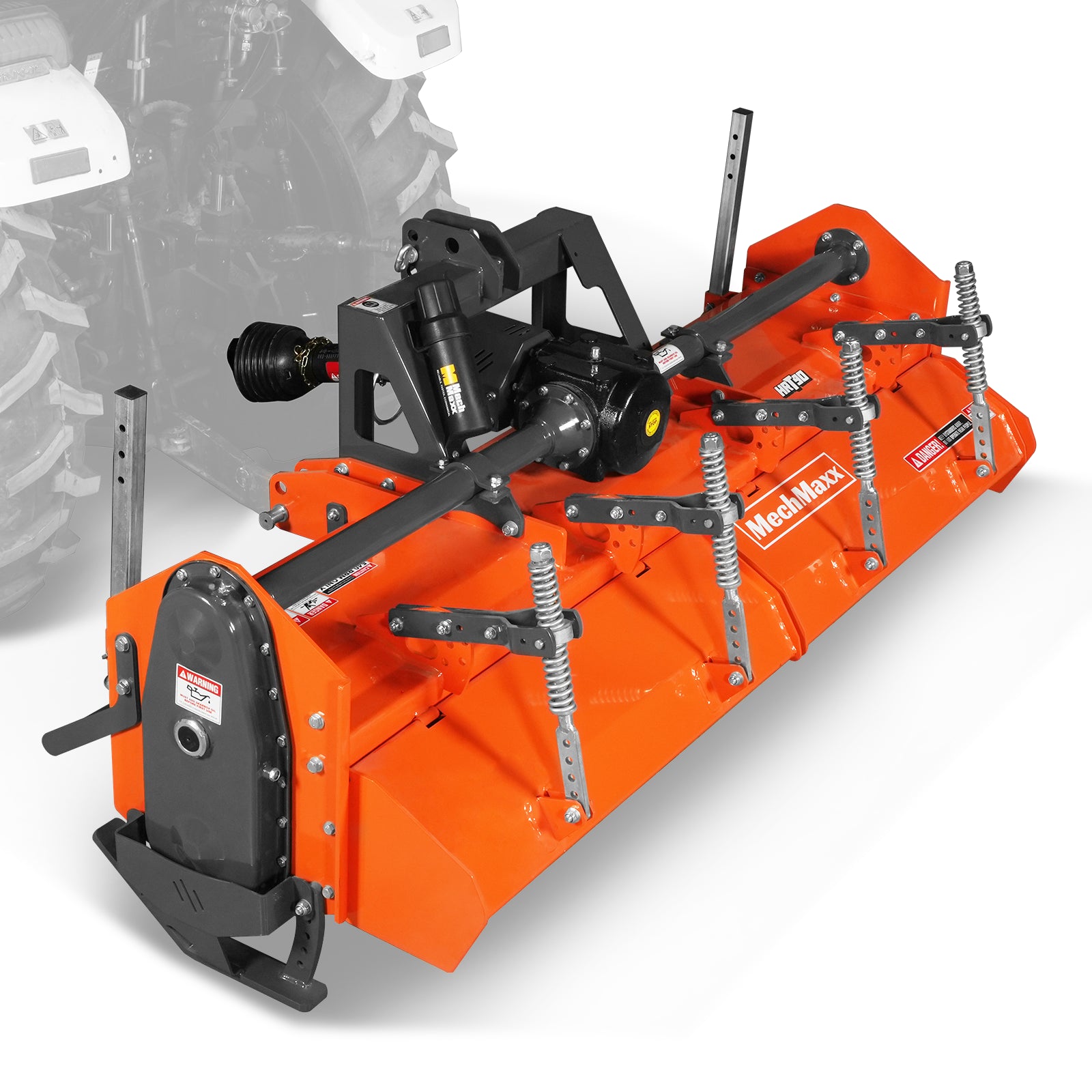 90 in Heavy Duty Rotary Tiller,  3 Point Hitch Cat.2,  Gear Drive,  PTO Shaft Included with Slip Clutch,  50-90 HP,  HRT90