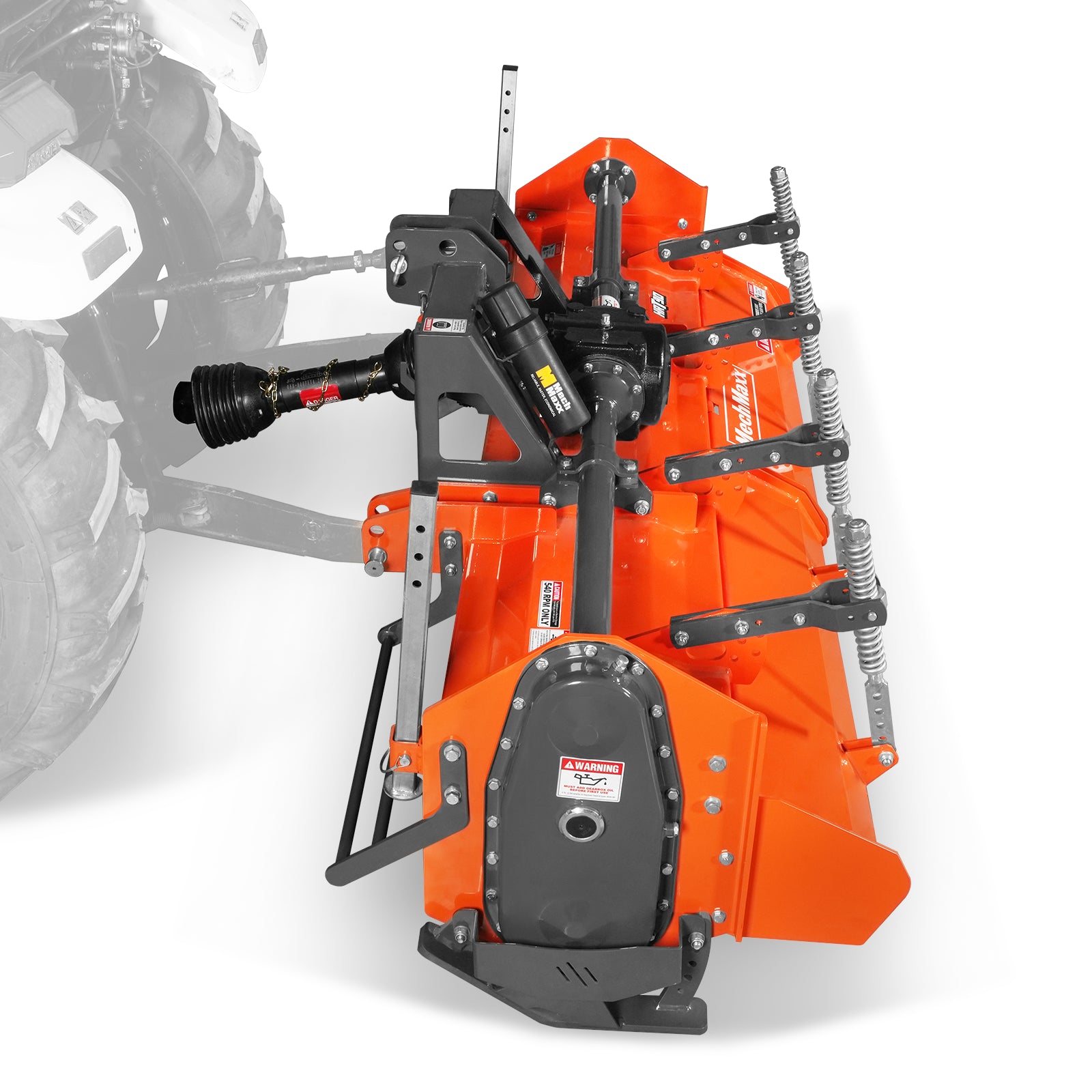 90 in Heavy Duty Rotary Tiller,  3 Point Hitch Cat.2,  Gear Drive,  PTO Shaft Included with Slip Clutch,  50-90 HP,  HRT90