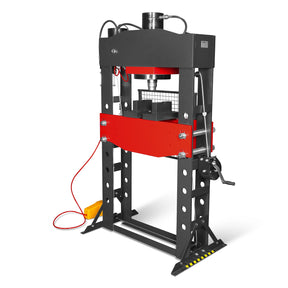100 Ton H-Frame Air/Hydraulic Shop Press with Hand Winch,  Fully Welded Steel Frame,  Safety Guard,  Foot Pedal Control,  HSP100