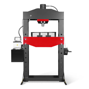 75 Ton H-Frame Electric Hydraulic Shop Press with Hand Winch,  110V Motor,  Fully Welded Steel Frame,  Safety Guard,  Foot Pedal Control,  HSP75E