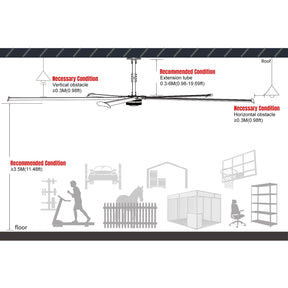 18FT HVLS Industrial Ceiling Fan 220V 3-Phase - Energy Efficient Large Area Air Circulation for Warehouses & Factories