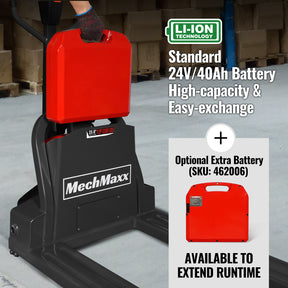 3300lbs Lithium-ion Electric Pallet Jack, 45"x27" Fork, 24V 40Ah Removable Battery, Walkie Type Truck, LPT33