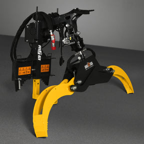 59" Multi-purpose Hydraulic Rotating Log Grapple For Mini Skid Steer, 1500lbs Lift Capacity, 360° Rotational Ability