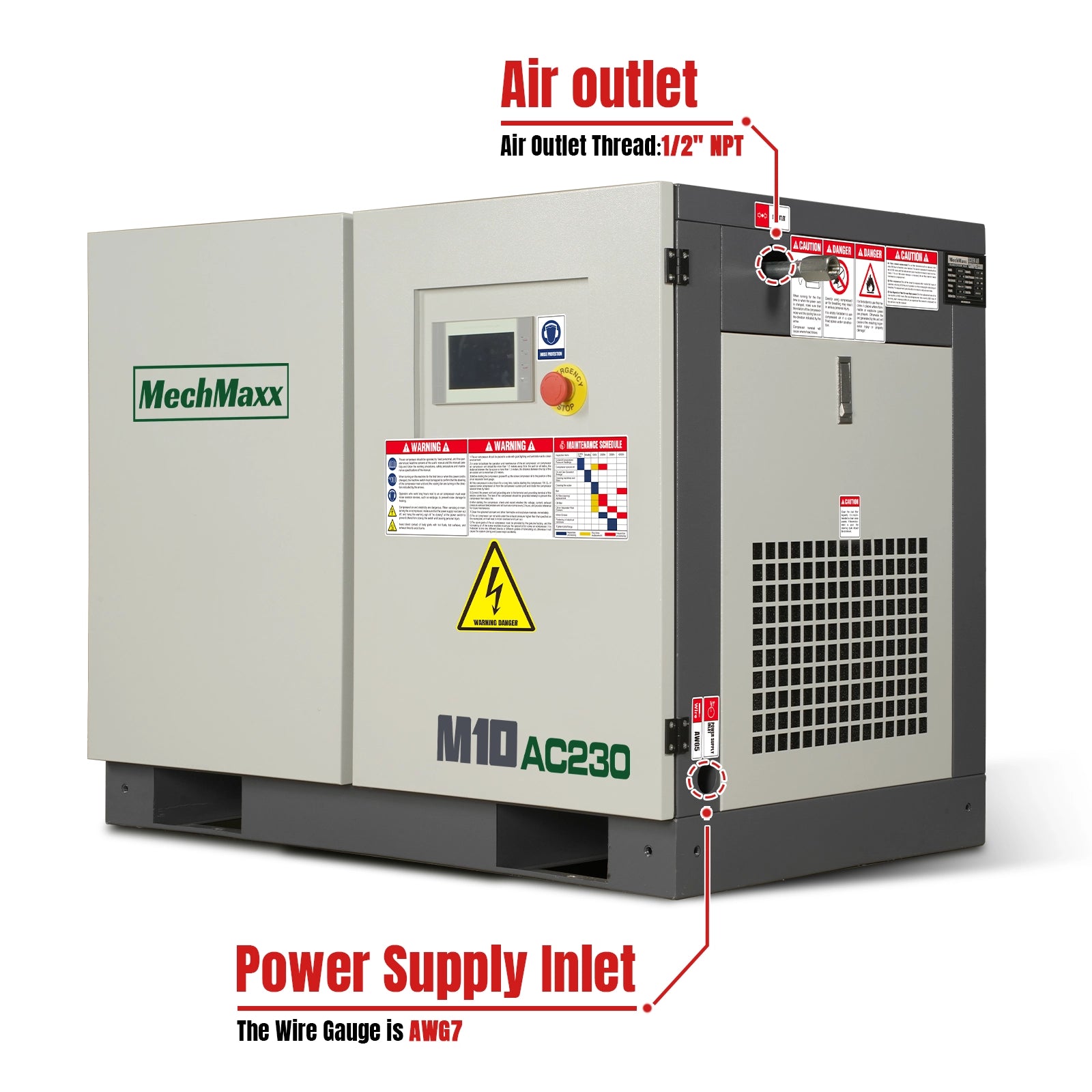 10HP Rotary Screw Air Compressor – 32 CFM, 116 PSI, 230V 3-Phase | Ind