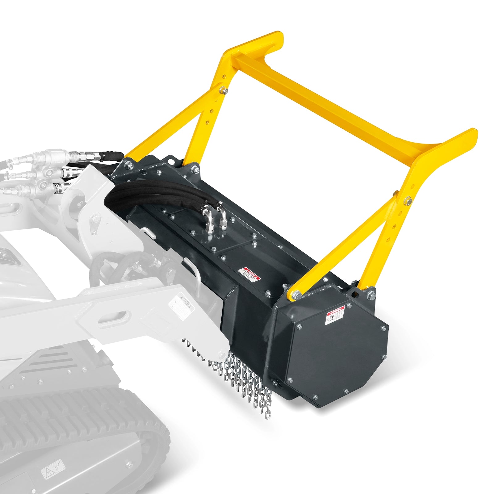 37"Mini Skid Steer Drum Forestry Brush Mulcher Attachment, Hydraulic Flow Range 11 To 16 GPM,MCH37