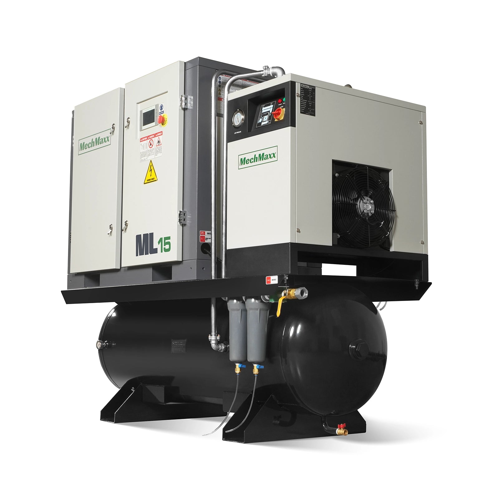 15HP Combined Rotary Screw Air Compressor with Dryer & 105-Gal ASME Tank | 45 CFM, 116 PSI, 230V 3-Phase – Industrial Grade